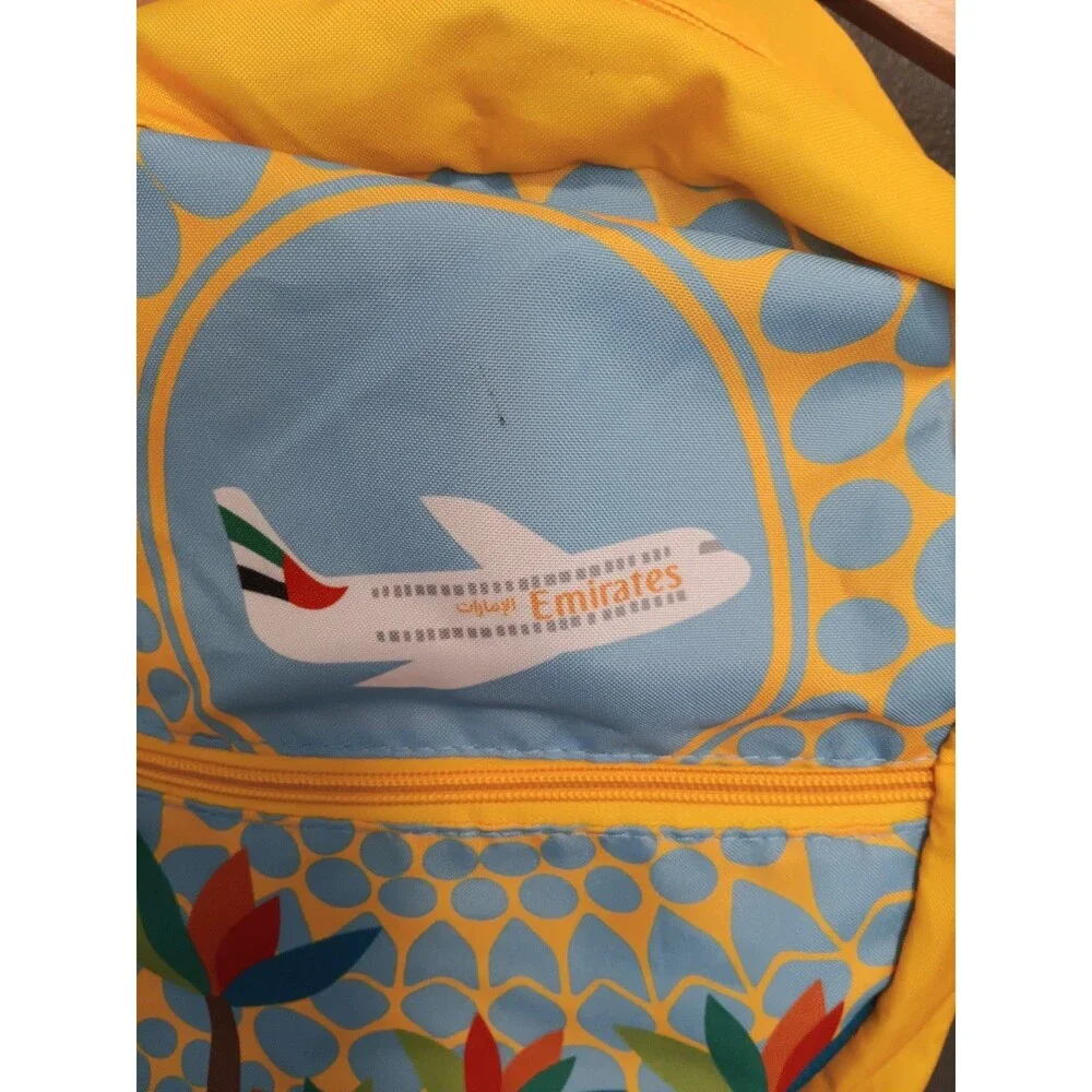 Emirates Expo 2020 Dubai Mini Backpack Yellow Blue Airline Travel 11”